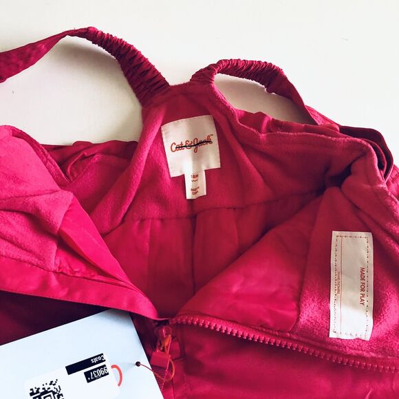 NWT Cat & Jack Baby Size 18 Months Heavyweight Snow Bibs Overalls Pink - Picture 8 of 11